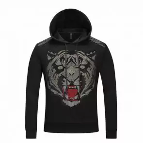 sweat a capuche philipp plein homme tete de tigre